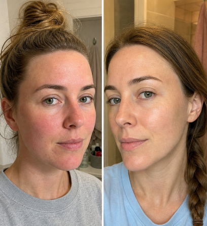 Before and after routine photo for Claire B.