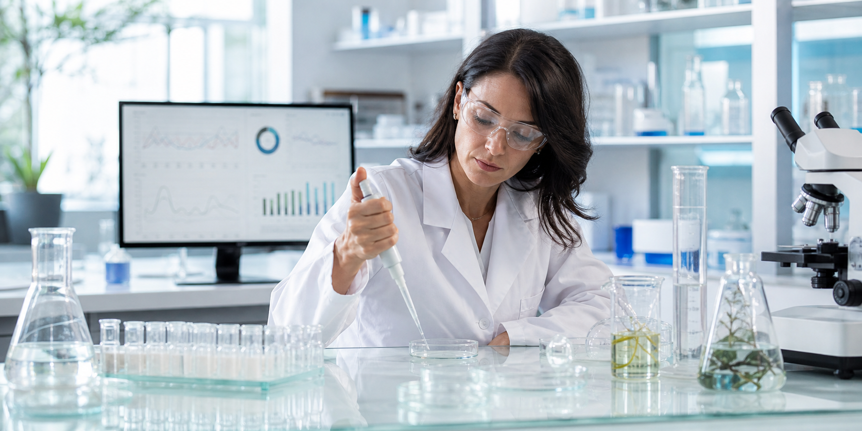 Scientist at work in a cosmetics laboratory